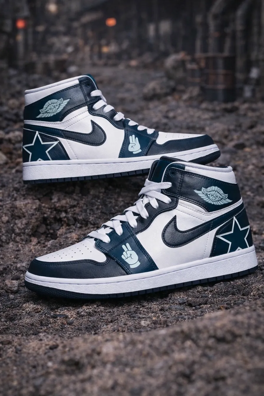 Custom Air Force 1 navygreencolorblockhand-painted