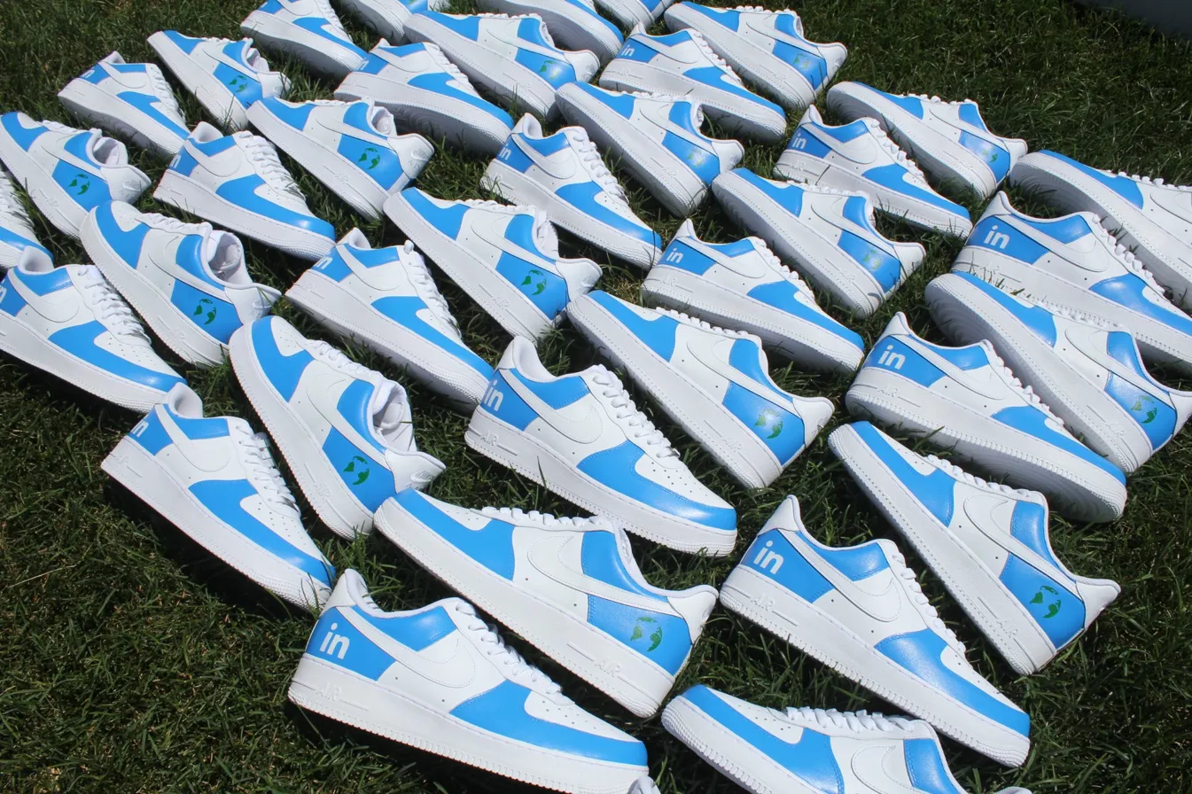 Custom Air Force 1 redbluecolorblockpairhand-painted