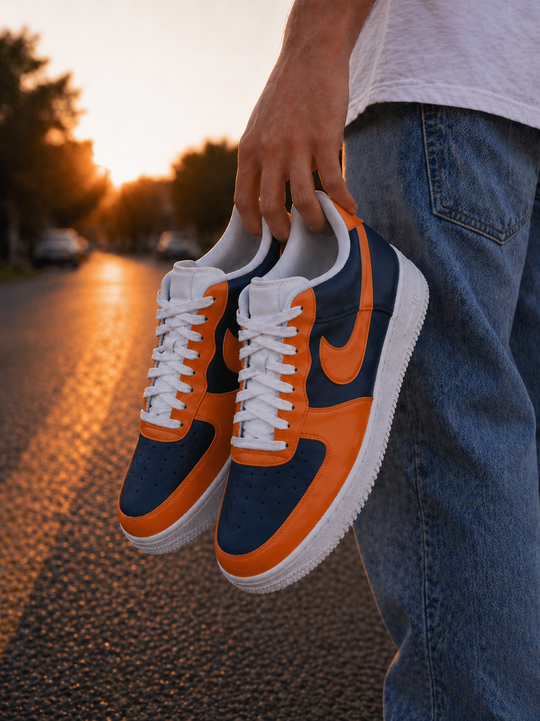 Custom Air Force 1 navygreencolorblockhand-painted