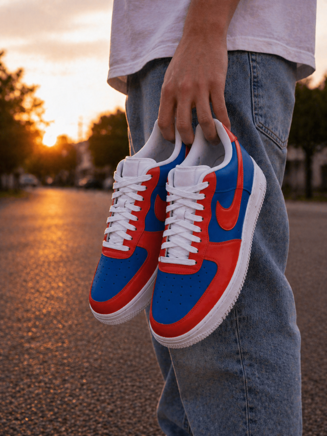 Custom Air Force 1 redyellowsunsetcolorblockhand-painted