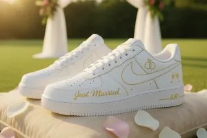 Purple heart edition custom wedding shoes couples