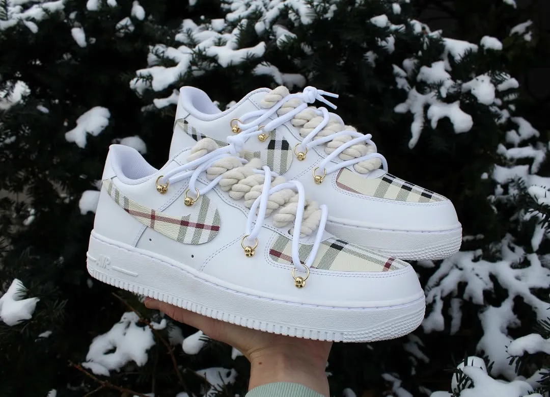 Custom Air Force 1 pearlplaidluxuryhand-painted