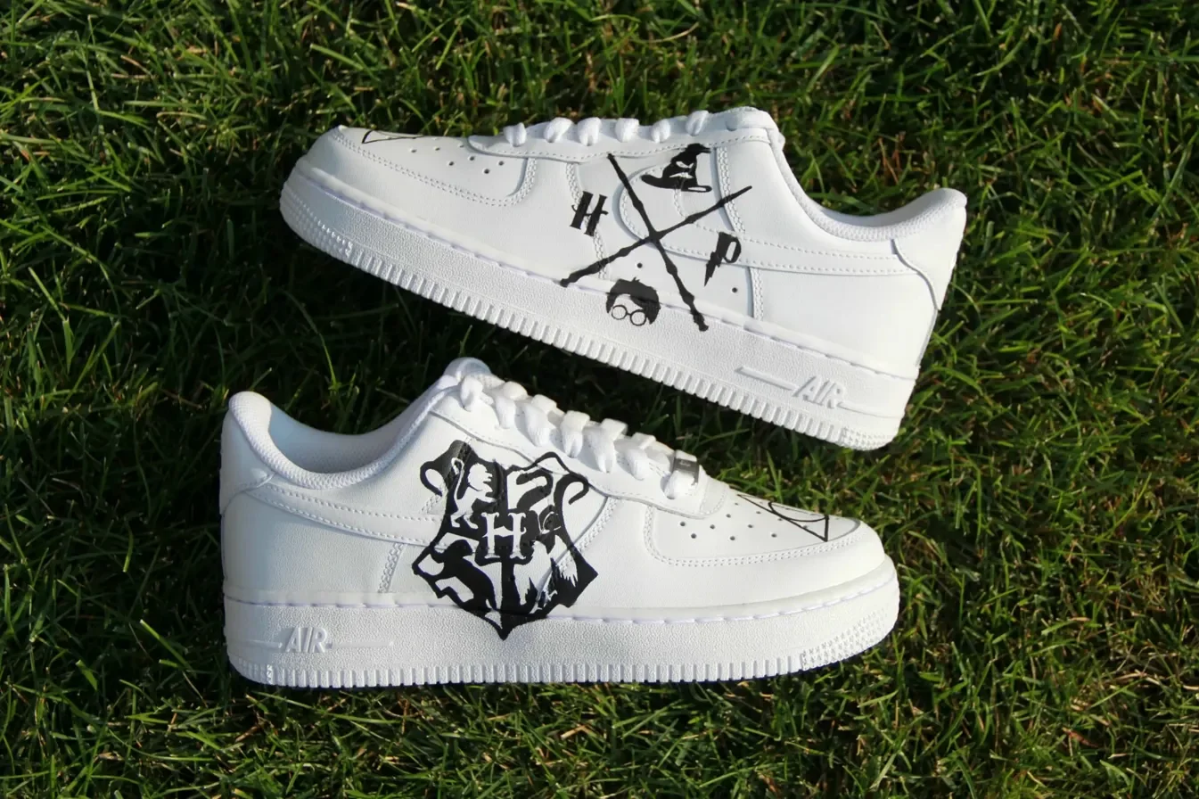 Custom Air Force 1 Low Black Graffiti Tag Hand Painted Sneakers 001