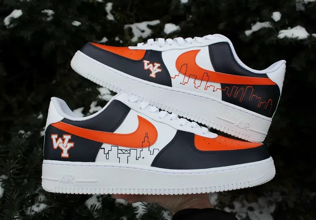 Custom Air Force 1 Low Black Gray Hand Painted Art Hand Painted Sneakers 002