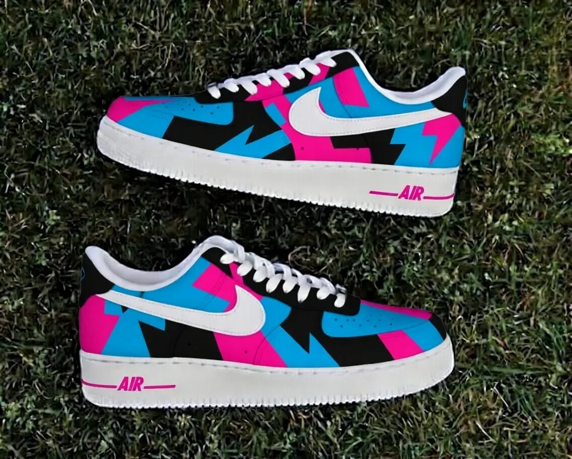 Custom Air Force 1 Low Black Gray Hand Painted Art Hand Painted Sneakers 011