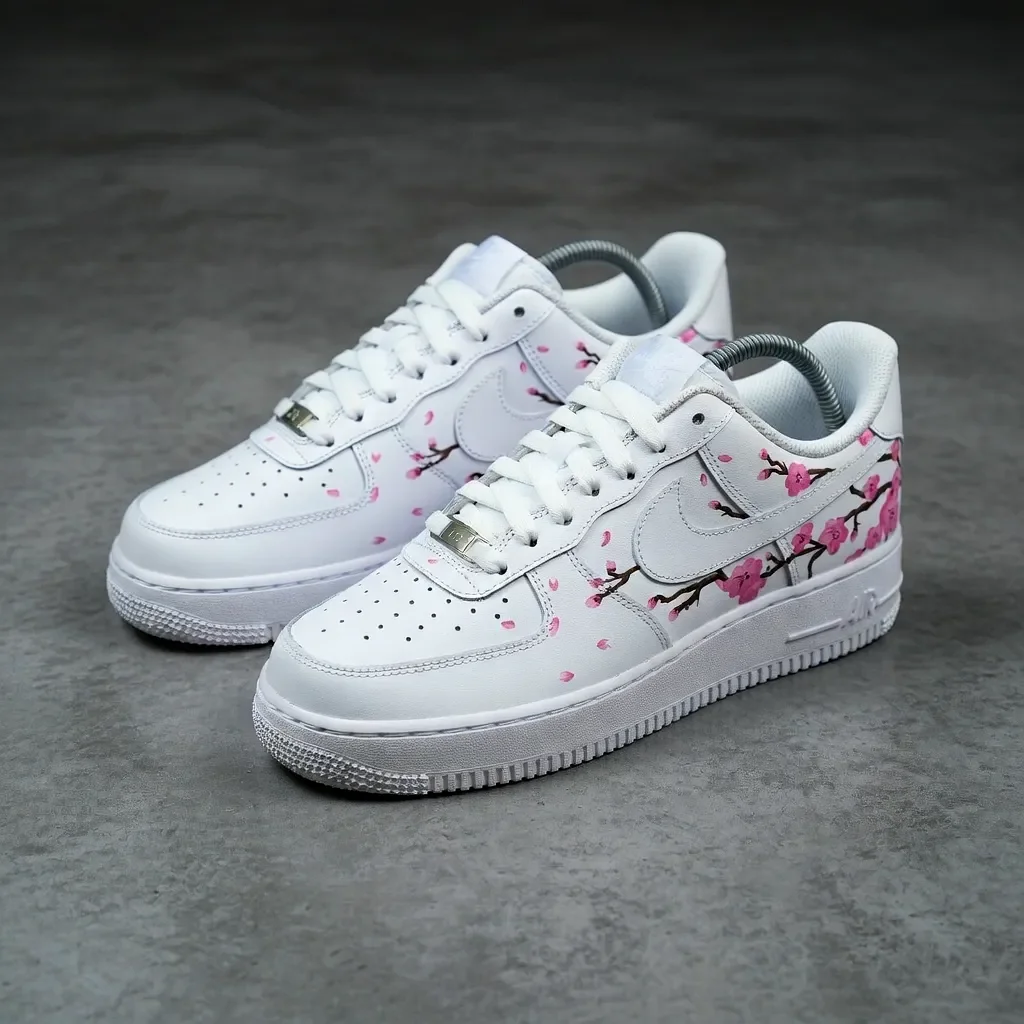 Custom Air Force 1 Low Black Gray Pattern Detail Hand Painted Sneakers 003
