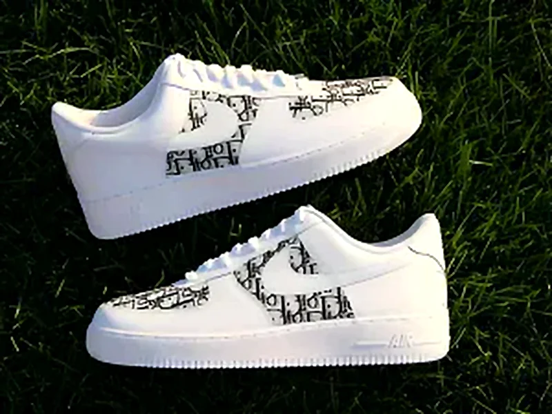 Custom Air Force 1 Low Black Money Print Custom Hand Painted Sneakers 001