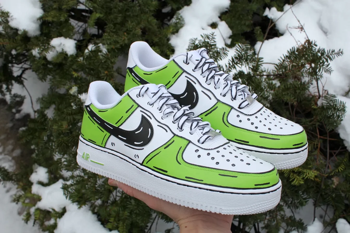 Custom Air Force 1 Low Black Pink Hand Painted Art Hand Painted Sneakers 002