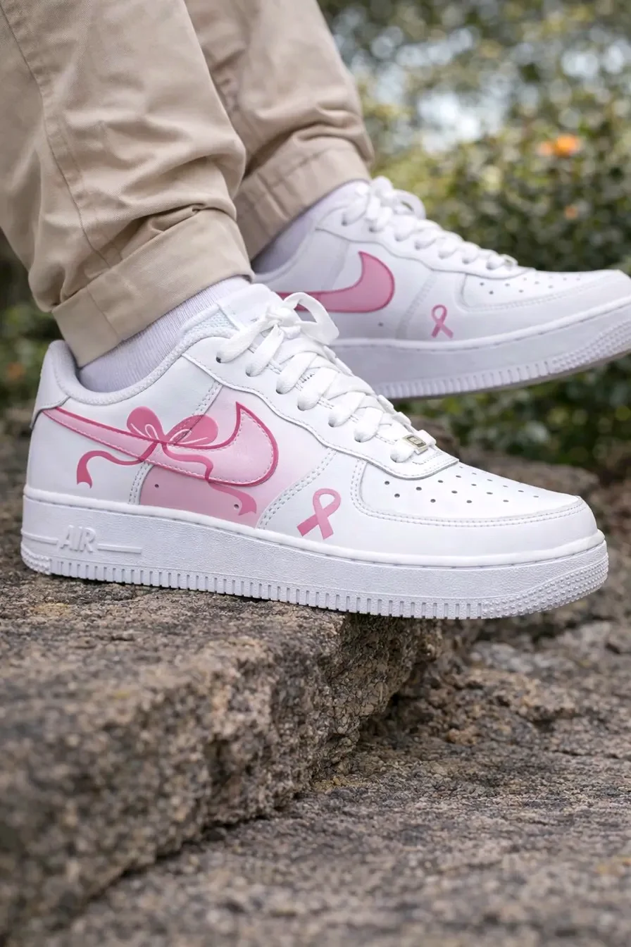 Custom Air Force 1 Low Blue Gray Pattern Detail Hand Painted Sneakers 001