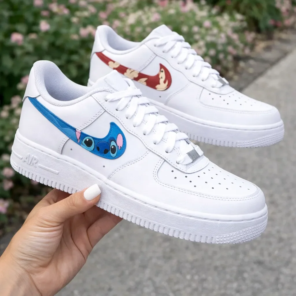 Custom Air Force 1 Low Gray Green Hand Painted Art Hand Painted Sneakers 001
