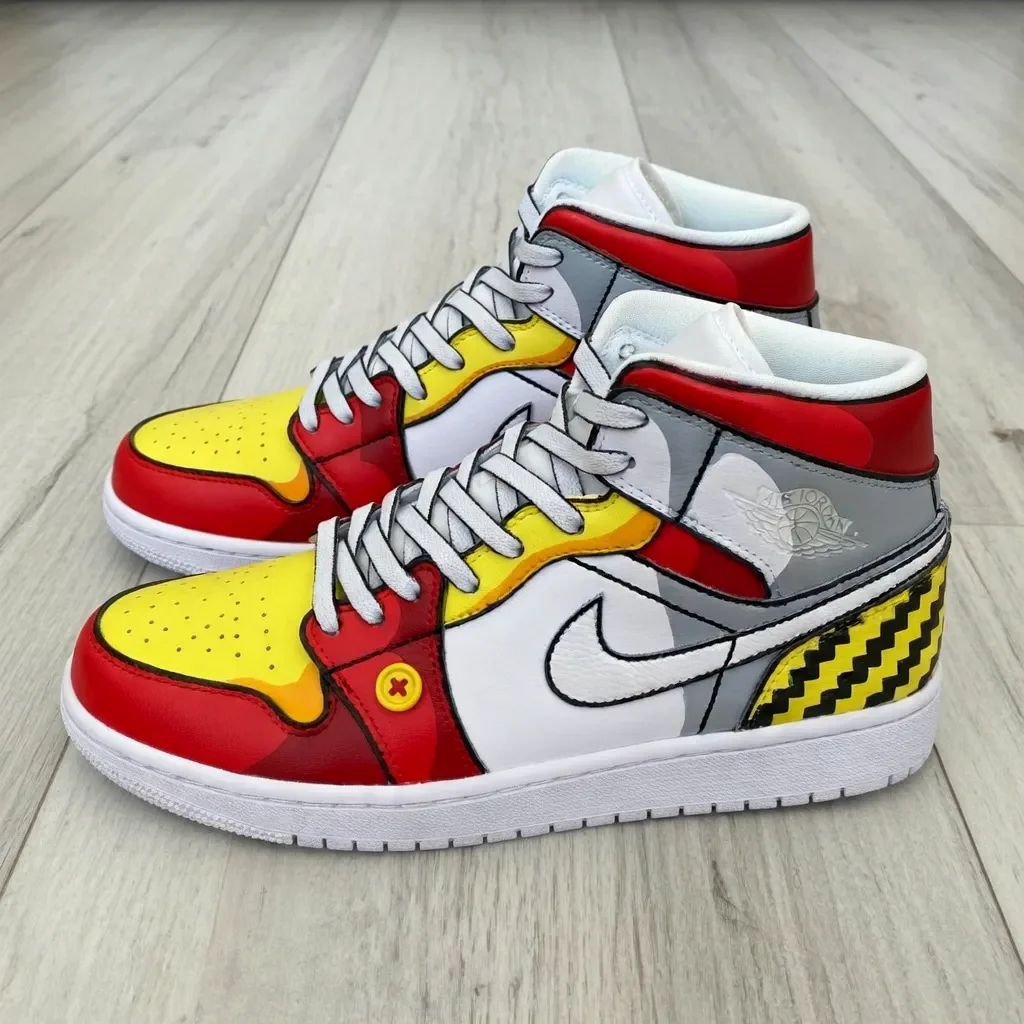 Custom Air Force 1 Low Gray Teal Pattern Detail Hand Painted Sneakers 001