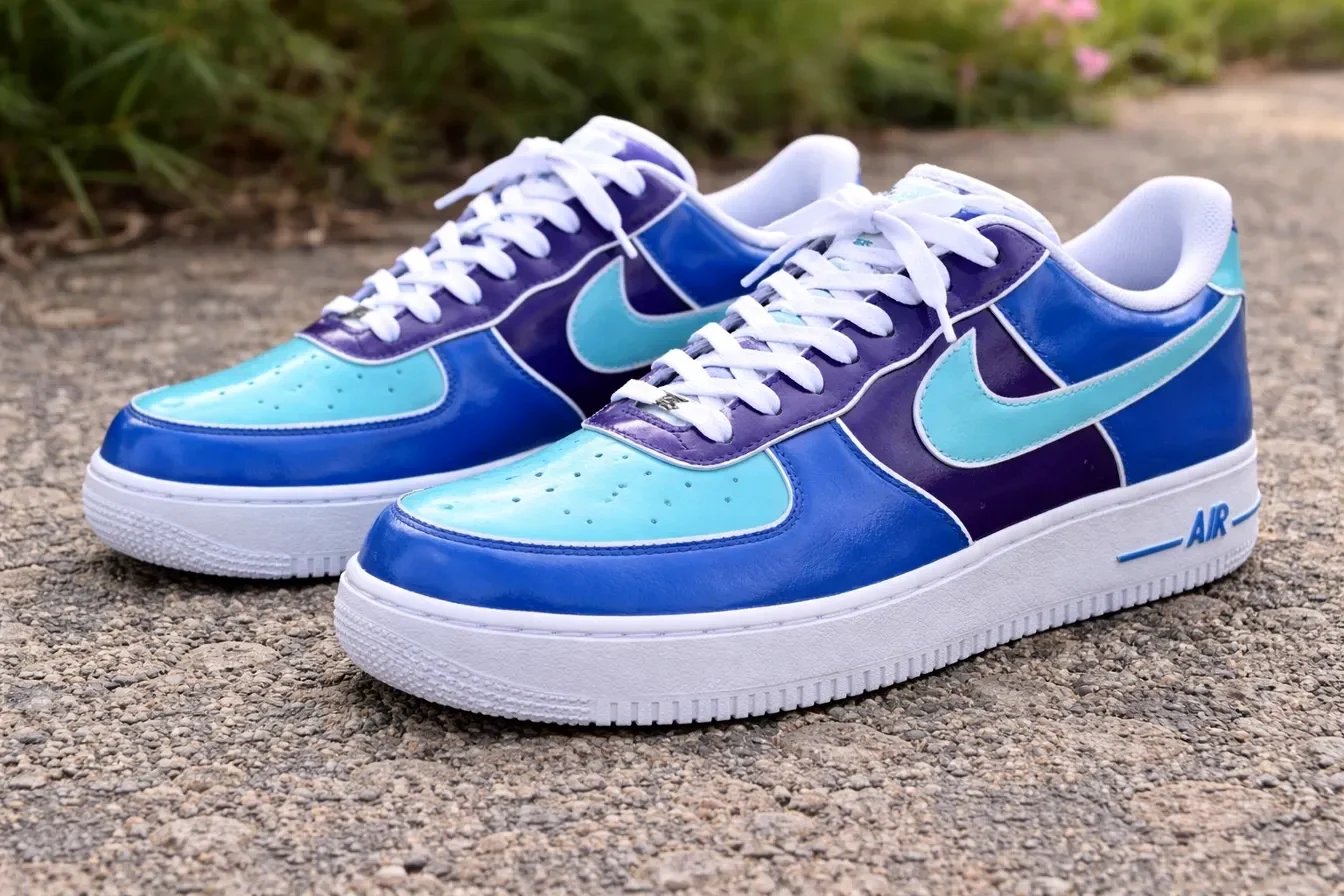 Custom Air Force 1 Low Green Black Hand Painted Art Hand Painted Sneakers 001