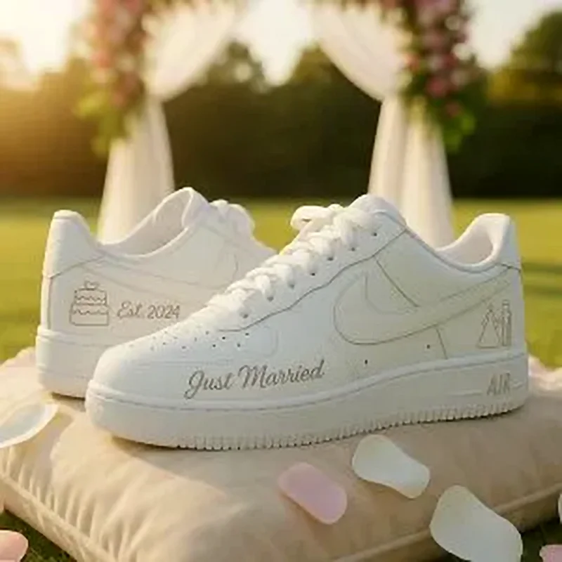 Custom garden floral AF1 — botanical wedding shoe sunburst garden design