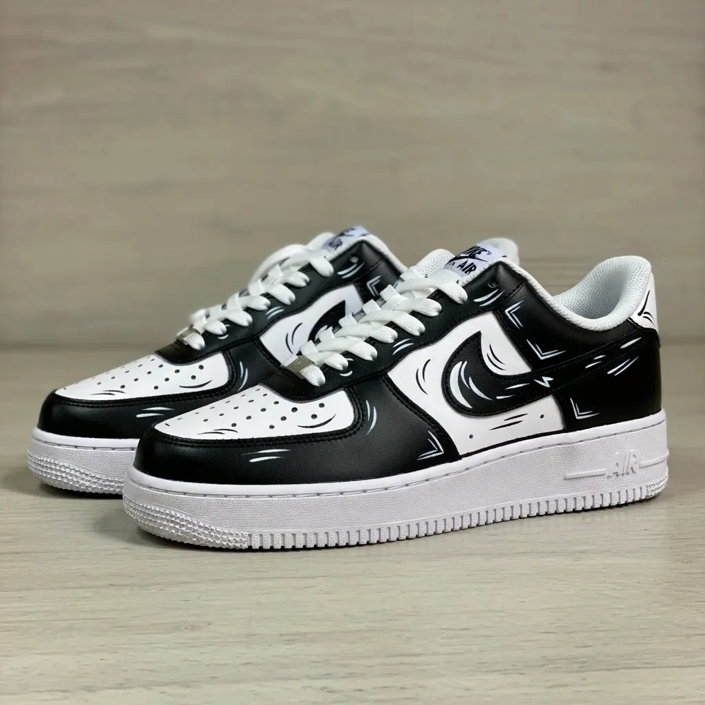 Custom Air Force 1 Low Mint Gray Pattern Detail Hand Painted Sneakers 001