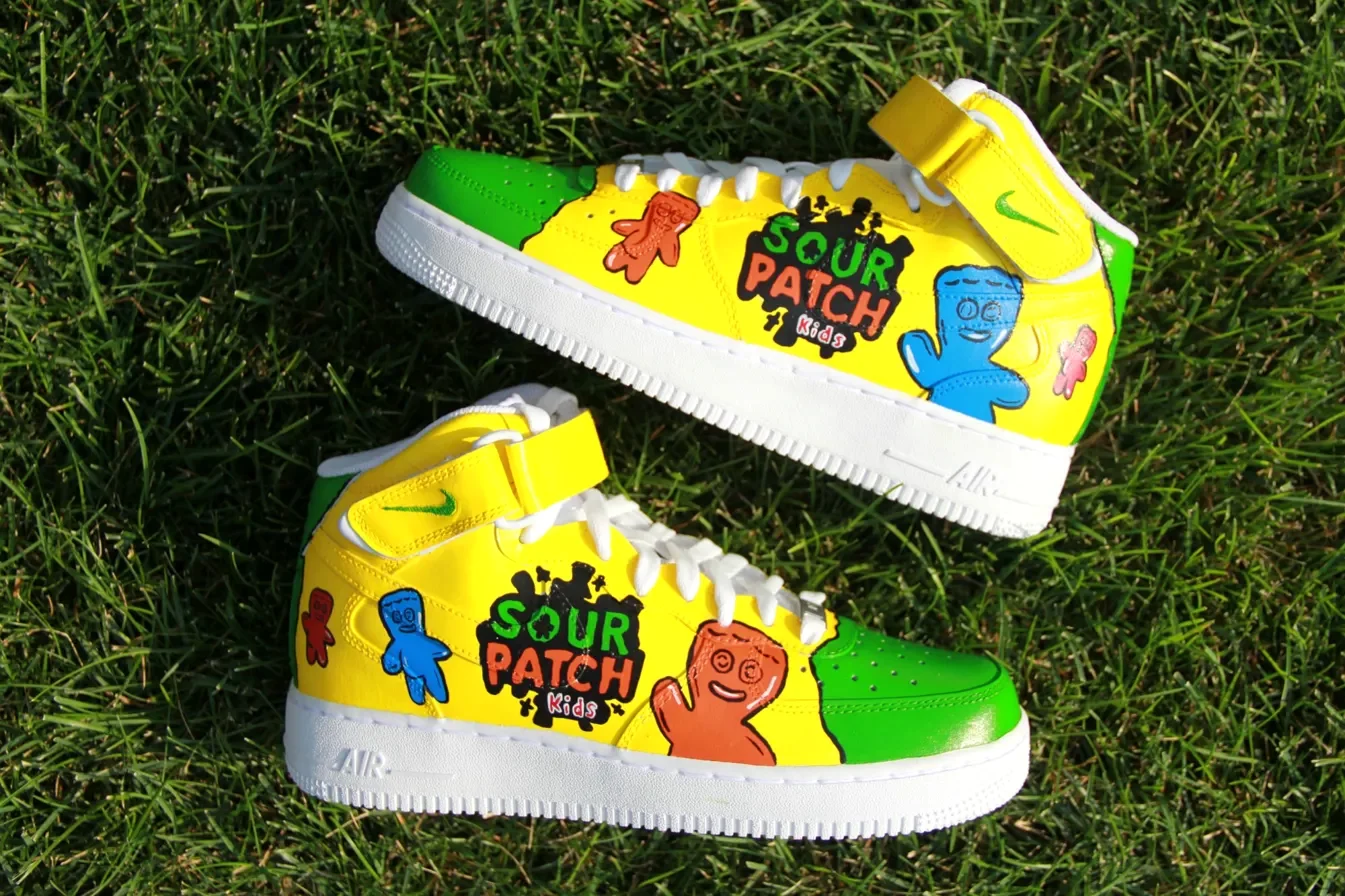 Custom Air Force 1 Low Neon Green Cartoon Pop Art Hand Painted Sneakers 001