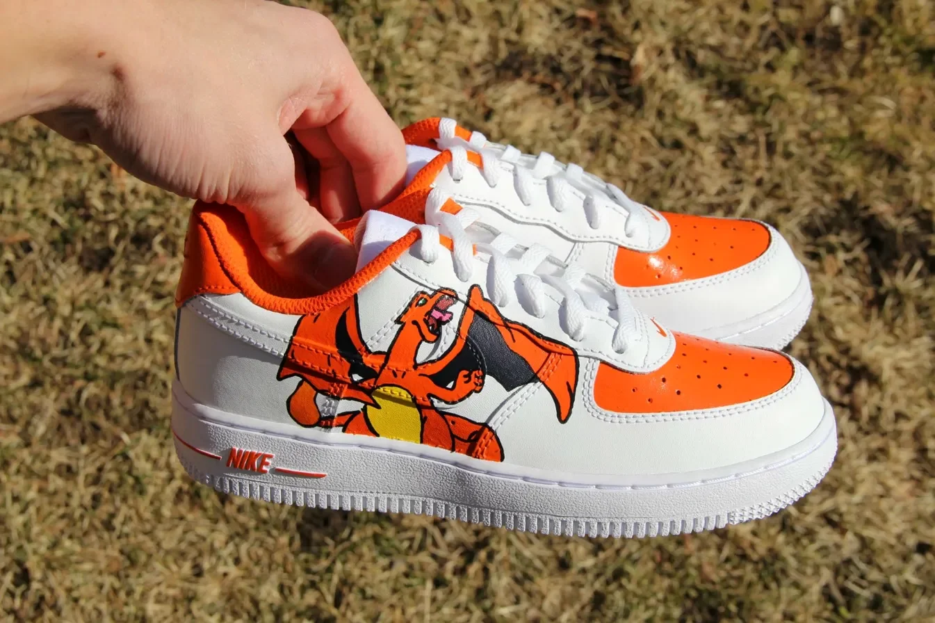 Custom Air Force 1 Low Orange Anime Character Hand Painted Sneakers 001