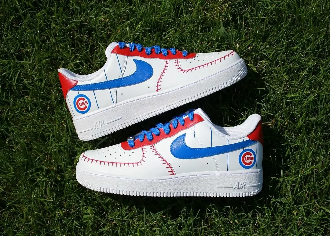 Custom Air Force 1 Low Red Blue Comic Badge Hand Painted Sneakers 001