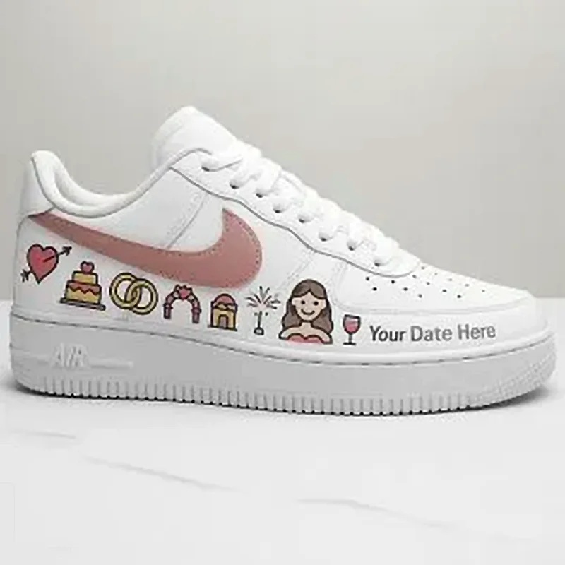 Custom pearl wedding AF1 — elegant floral and pearl bridal combination