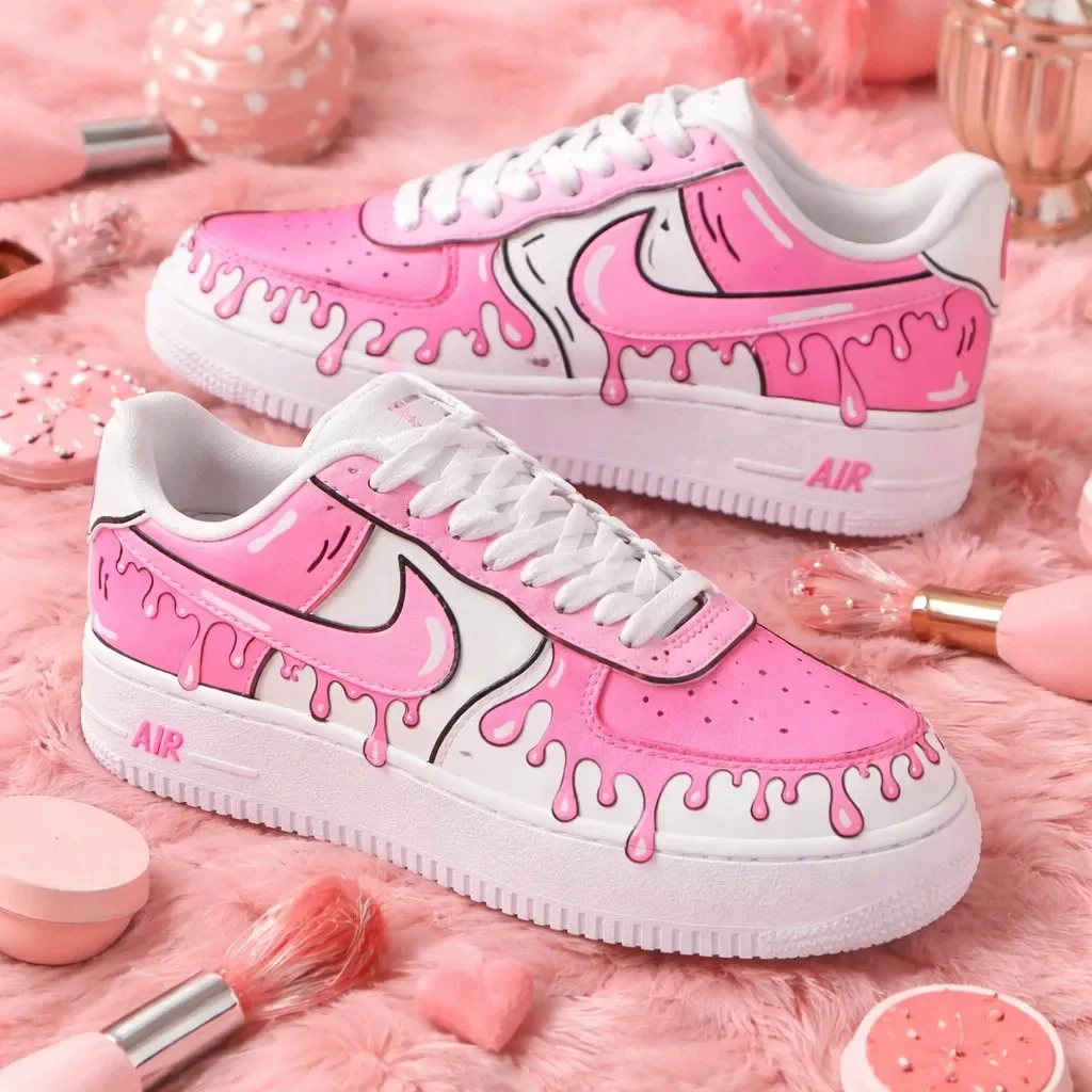 Custom Air Force 1 Low Yellow Black Two Tone Colorblock Hand Painted Sneakers 00