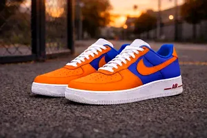 Custom Jordan 1 Low Orange Royal Colorblock Hand Painted Sneakers 001